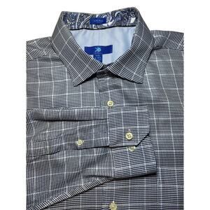 Egara Mens Size XXL 18-18.5 Non Iron Cotton Flip Cuffs Long Sleeve Dress Shirt